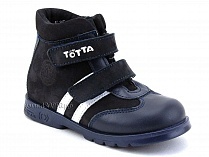 121-2,12,9 Тотто (Totto), ботинки детские утепленные ортопедические профилактические, кожа, нубук, синий, белый. в Самаре