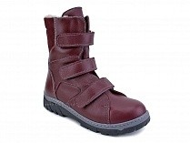 285б (22-31) Аквелла (Akwella), ботинки  детские ортопедические с высоким берцем, демисезонные, ворсин, кожа, бордовый в Самаре