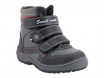 А43-037 Сурсил (Sursil-Ortho), ботинки детские ортопедические с высоким берцем, зимние, натуральный мех, кожа, черный, красный в Самаре