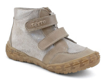 201-191,138 Тотто (Totto), ботинки демисезонние детские профилактические на байке, кожа, серо-бежевый в Самаре