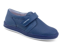 30024-702 Тотто (Totto), туфли школьные ортопедические профилактические, кожа перфорированная, синий в Самаре