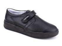 30024-701 Тотто (Totto), туфли школьные ортопедические профилактические перфорированная, кожа, чёрный в Самаре