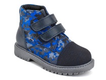 201-721 (26-30) Бос (Bos), ботинки детские утепленные профилактические, байка,  кожа,  синий, милитари в Самаре
