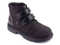201-125 (31-36) Бос (Bos), ботинки детские утепленные профилактические, байка, кожа, нубук, черный, милитари в Самаре