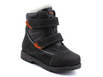 151-13   Бос(Bos), ботинки детские зимние профилактические, натуральная шерсть, кожа, нубук, черный, оранжевый в Самаре