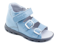 0313-9-603 Тотто (Totto), сандалии детские открытые ортопедические профилактические, кожа, голубой в Самаре