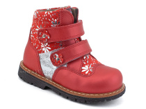 2031-13 Миниколор (Minicolor), ботинки детские ортопедические профилактические утеплённые, кожа, байка, красный в Самаре