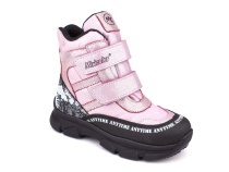 2633-06МК (26-30) Миниколор (Minicolor), ботинки зимние детские ортопедические профилактические, мембрана, кожа, натуральный мех, розовый, черный в Самаре