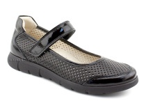0026-178-043 (37-40) Джойшуз (Djoyshoes), туфли подростковые ортопедические профилактические, кожа перфорированная, черный  в Самаре